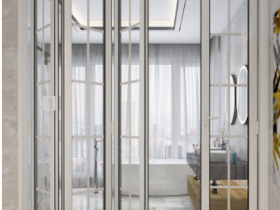 厂家定制折叠门 断桥铝合金折叠门客厅厨房商场隔断门折叠门图3