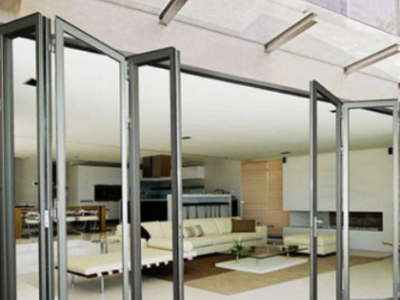 现代铝合金折叠门75豪华阳台开放式间断隐形推拉式隔断伸缩门定制图2