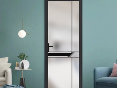 16极窄边框铝钛镁合金卫生间门厕所门简约厨房门钢化玻璃平开门图2