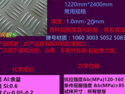 厂家直销车用地面防滑花纹铝板5mm大五条筋3/6/4mm1220*2440船用图2