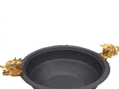 酒店电磁炉专用平底龙头锅，汤锅，铸铁锅 龙头火锅图2