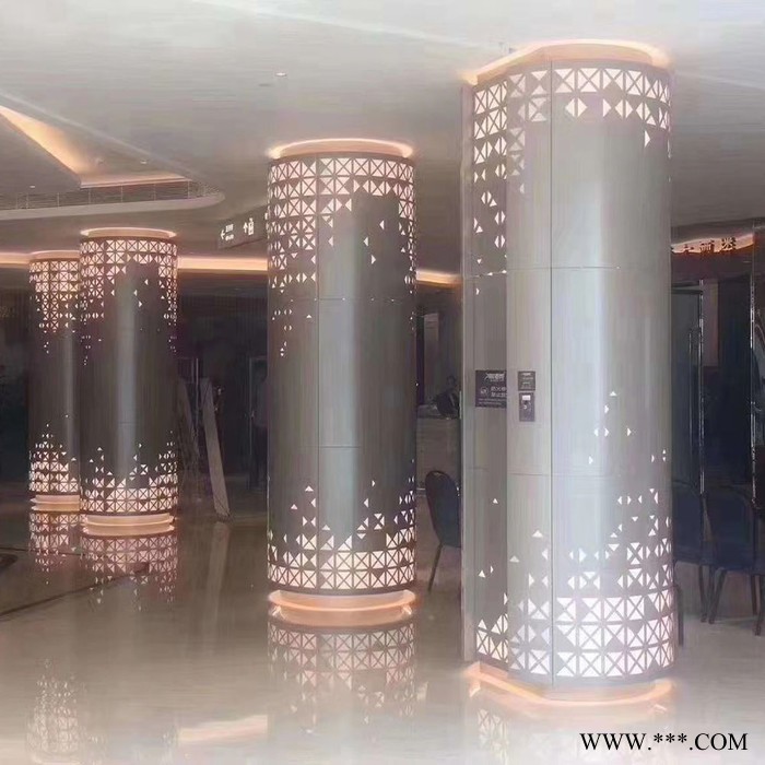 粤艺佰圆柱子透光铝板定制 弧形包柱子铝板镂空造型定制图2