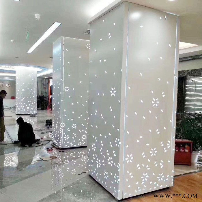 粤艺佰圆柱子透光铝板定制 弧形包柱子铝板镂空造型定制图6