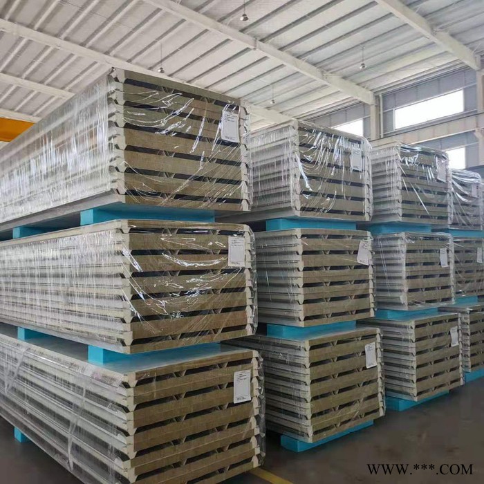 屋面瓦楞板外墙板隐钉式岩棉夹芯板横铺聚氨酯封边岩棉板四企口图4