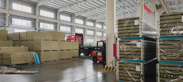 屋面瓦楞板外墙板隐钉式岩棉夹芯板横铺聚氨酯封边岩棉板四企口图2