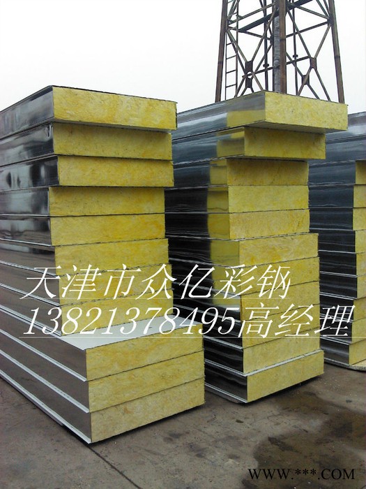 众亿岩棉夹心板天津 岩棉板 瓦楞板 彩钢板图3