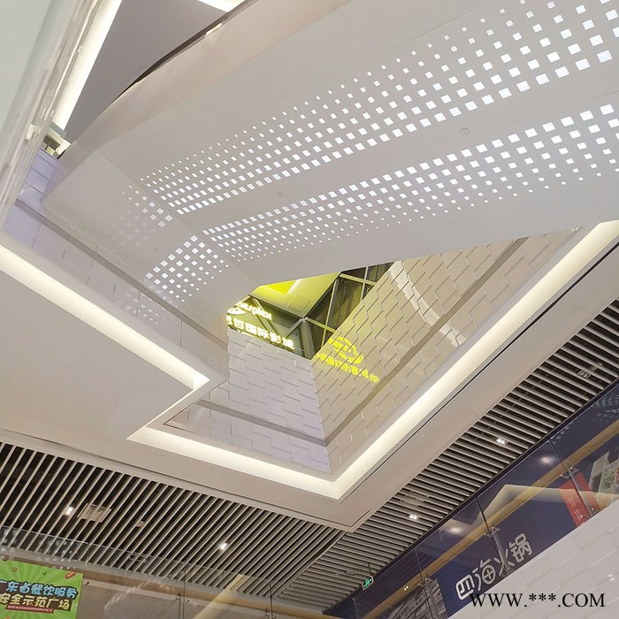 粤艺佰扶梯装饰穿孔铝板,商场自动扶梯造型穿孔铝单板,白色穿孔透光扶梯铝板**免费设计图5