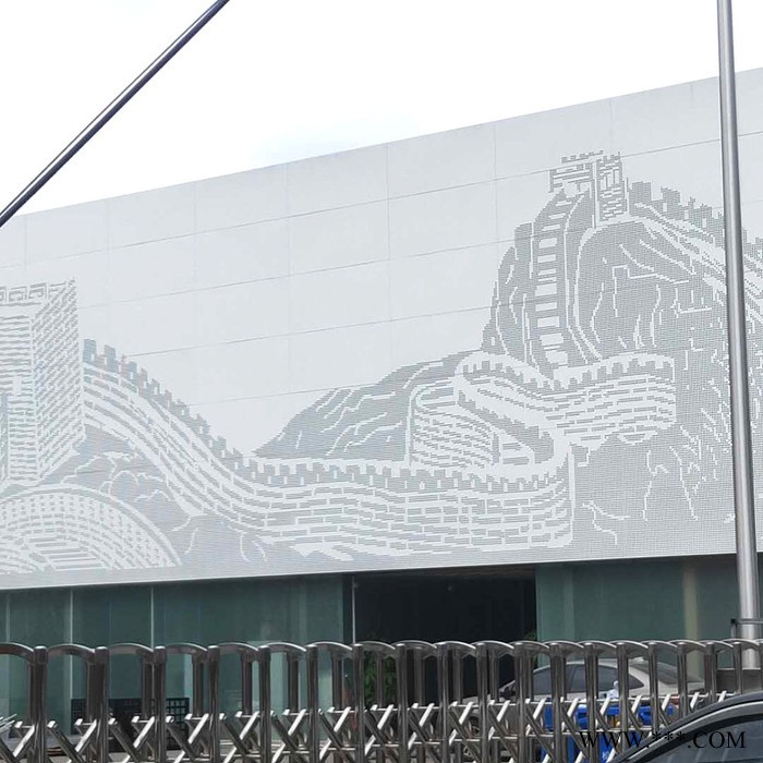 粤艺佰艺术穿孔铝单板 ，外墙山水图案穿孔铝板 ， 酒店背景墙装饰穿孔铝板材料图3