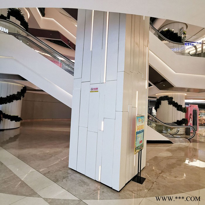 大润发商场包柱子铝板，圆柱子造型穿孔铝单板定制，柱子装饰铝单板定制图7