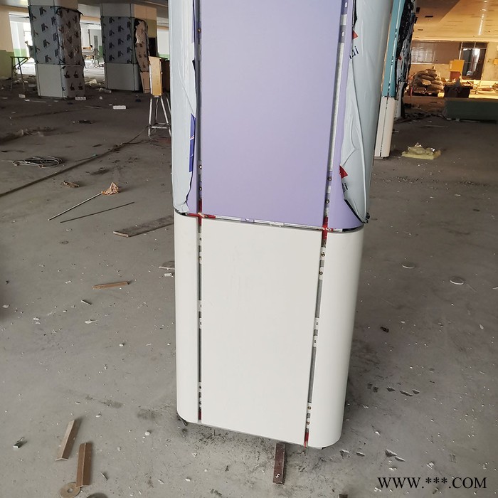 大润发商场包柱子铝板，圆柱子造型穿孔铝单板定制，柱子装饰铝单板定制图3