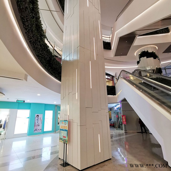 大润发商场包柱子铝板，圆柱子造型穿孔铝单板定制，柱子装饰铝单板定制图4