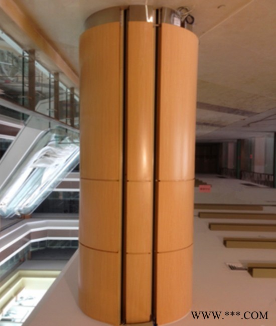 云南昆明商场室内装饰仿木纹色包柱子铝板厂家选广东德普龙单板厂。图3