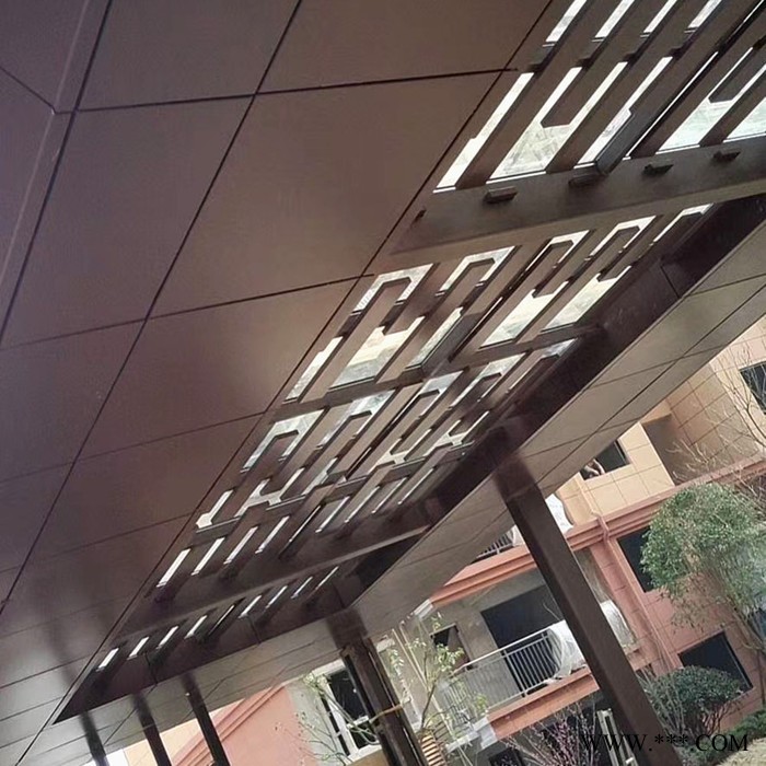 粤艺佰景观亭3mm厚铝单板 ,小区廊架装饰古铜色铝板定制,包钢构廊架咖啡色铝单板厂家免费设计图5