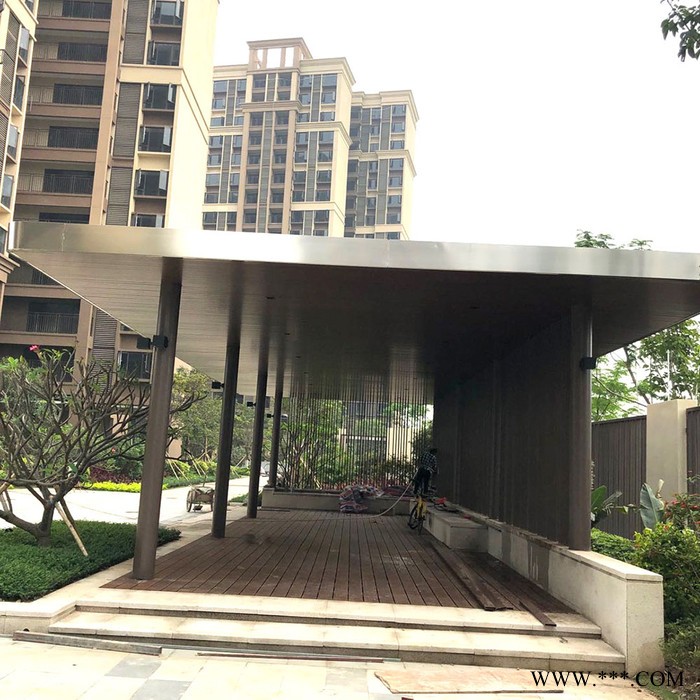 粤艺佰景观亭3mm厚铝单板 ,小区廊架装饰古铜色铝板定制,包钢构廊架咖啡色铝单板厂家免费设计图6