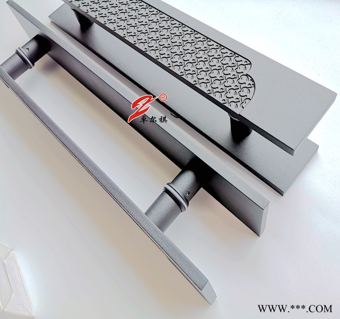 厂家定制铝板雕刻祥云豪华大门拉手把手酒店别墅铜门室外哑黑拉手 中式古典铝板拉手雕刻拉手图3