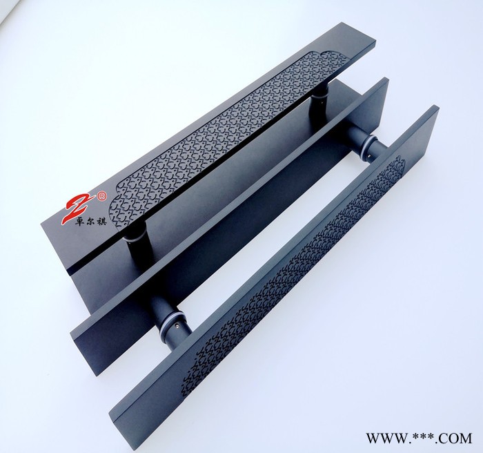 厂家定制铝板雕刻祥云豪华大门拉手把手酒店别墅铜门室外哑黑拉手 中式古典铝板拉手雕刻拉手图2