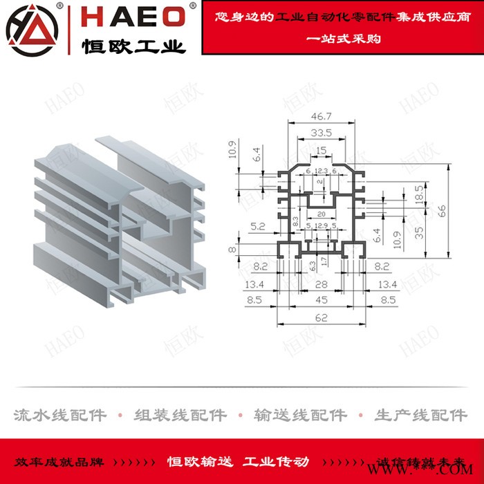 苏州恒欧工业自动化有限公司 流水线铝型材生产厂家 倍速链铝型材价格 输送线铝型材 铝型材零配件图3