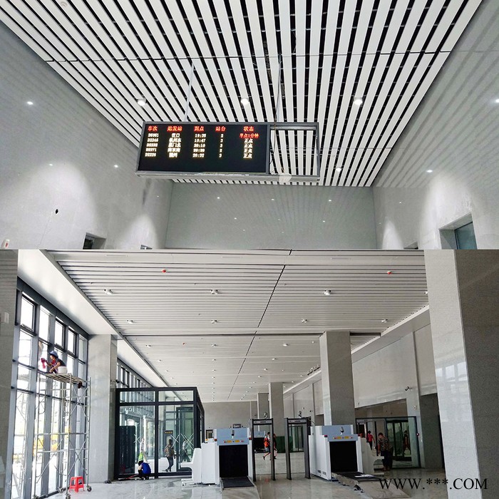 粤艺佰150宽铝条形扣板售票厅吊顶，高铁站台吊顶200宽条形铝板天花定制图5