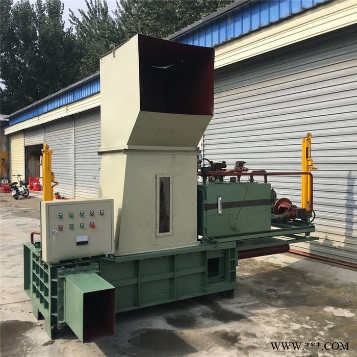 废旧生活垃圾压块机   200升油漆桶压扁机价格   铝型材边角料压块机视频图5