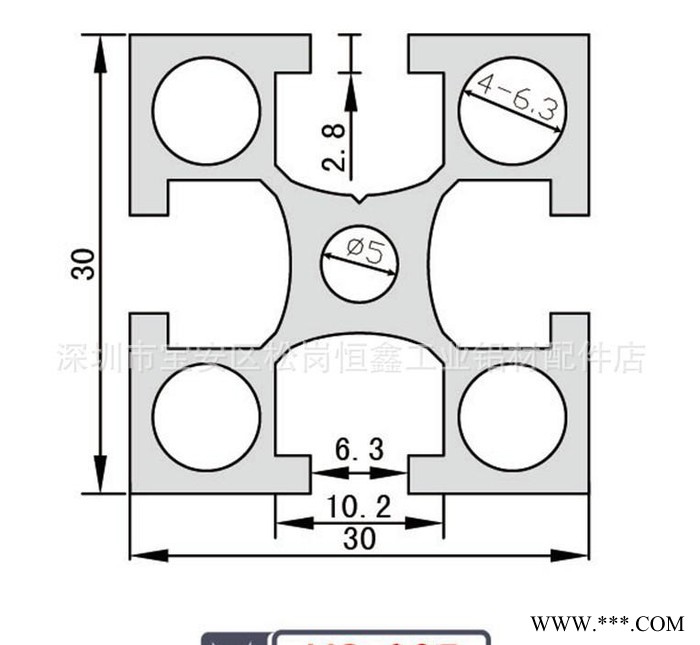 工业用框架铝型材.3030加厚铝型材图2