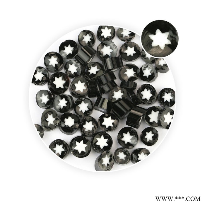 曼德1707006-7-2DIY工具铝型材切割机飞研自动化热熔玻璃切块250克装黑底白六角星图案玻璃珠饰品配件图2