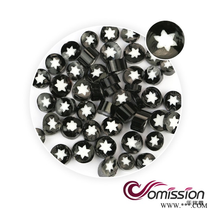 曼德1707006-7-2DIY工具铝型材切割机飞研自动化热熔玻璃切块250克装黑底白六角星图案玻璃珠饰品配件图4