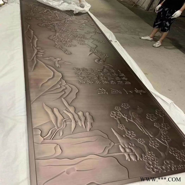 **双面镜面玫瑰金镂空铝板屏风 立体浮雕青古铜铝屏风 镜面黄钛金激光镂空屏风图7