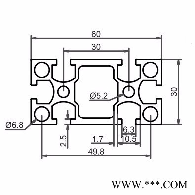 工业铝型材 3060DY0501 流水线 操作台 铝合金型材 荣鑫建材图3