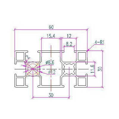 昌荣工业铝型材  30*60流水线铝型材 3060氧化银白铝