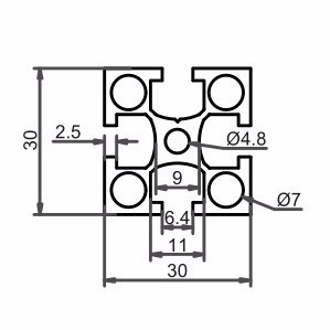 工业铝型材 3030DY0201 流水线 操作台 铝合金型材 荣鑫建材图3
