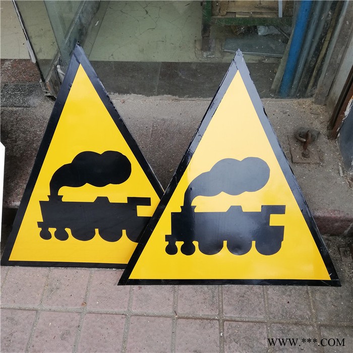 反光交通标志牌 无人看守铁路道口警示牌 三角形铝板指示路标导向牌图4