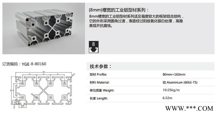 工业铝型材80160重型欧标铝合金流水线框架80160加厚铝材方管贴膜图2
