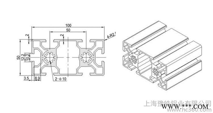 欧标50100工业铝型材槽10系列50100铝型材 设备铝型图3