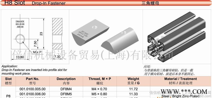 工业铝型材配件 连接件 滑块螺母 三角螺母图2