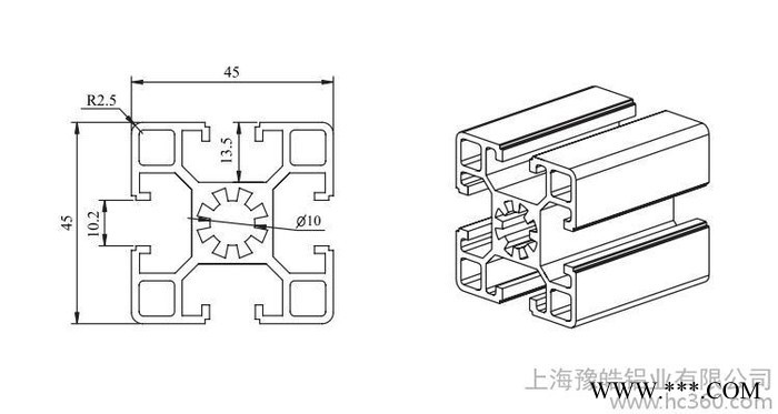 欧标4545BW铝合金型材重型45型材工业铝型材45*45铝图2