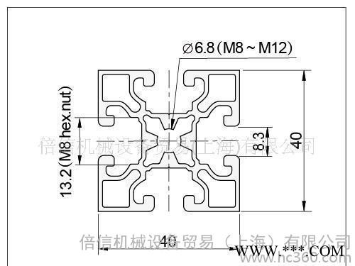 H8 40 x 40R0 XL 工业铝型材 铝型材流水线 型图2