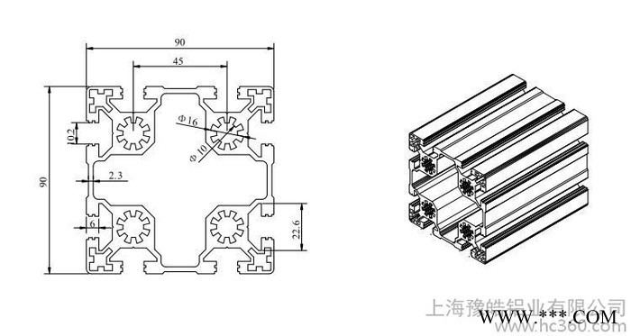 重型9090工业铝型材槽10系列欧标9090铝型材 机架型材图3