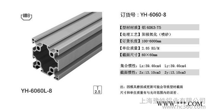 欧标6060双槽工业铝型材 槽8系列6060铝型材鱼缸底架型图3