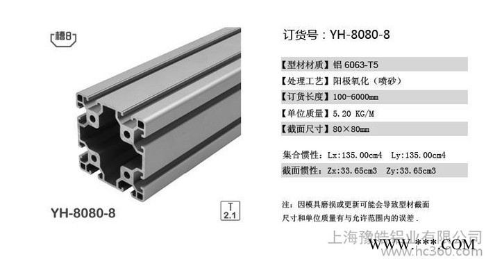 欧标8080双槽工业铝型材 槽8系列8080铝型材鱼缸底架型图2