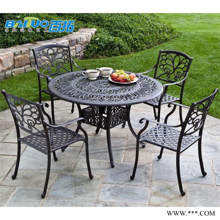 岳阳阳台用桌椅(铝合金)室外桌椅组合 户外铝铸桌椅装饰图片图2