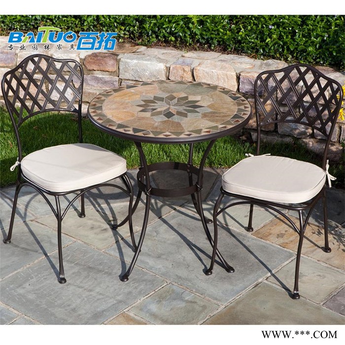 岳阳阳台用桌椅(铝合金)室外桌椅组合 户外铝铸桌椅装饰图片图5