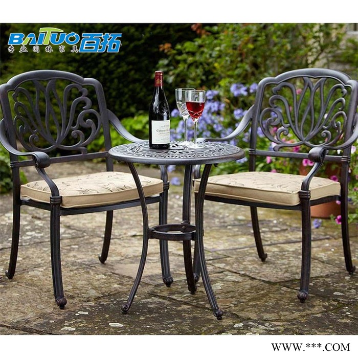 岳阳阳台用桌椅(铝合金)室外桌椅组合 户外铝铸桌椅装饰图片图3