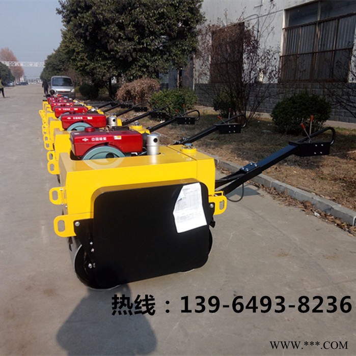 手扶压路机回填土沟槽振动碾压实机 60公分钢轮水冷轧道机 振动碾轧道机图4