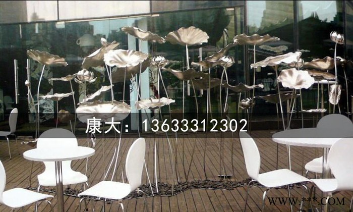 昆明康大雕塑定制荷花不锈钢电镀雕塑房地产电镀荷叶雕塑