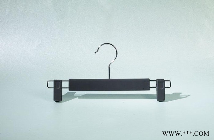 植绒布衣架()黑色 电泳黑色塑料夹子图2