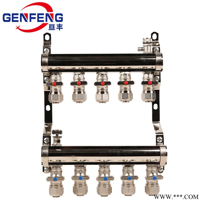 地热分水器 铜电镀大流量分水器 地暖分水器双阀铜镀连体分水器图2