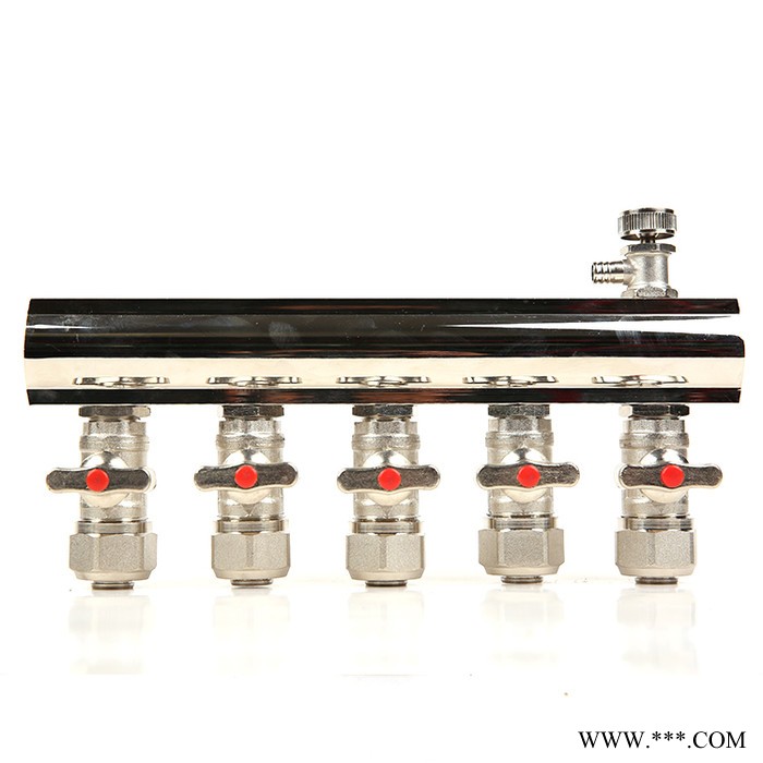 地热分水器 铜电镀大流量分水器 地暖分水器双阀铜镀连体分水器图3