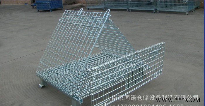 同诺货架供应 电镀锌或喷塑仓储笼1000*800*840规格折叠式仓储笼图3