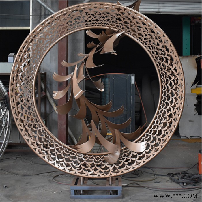 嘉华雕塑 不锈钢电镀拉丝抽象圆环雕塑 防铜色圆环水景地产营销中心雕塑摆件图5