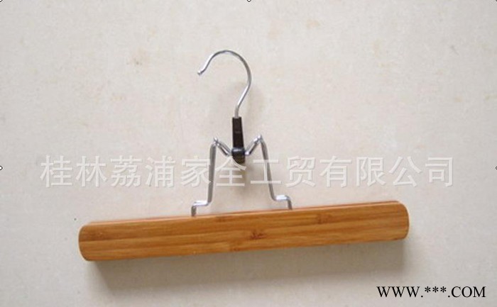 定做 竹子碳化电泳黑竹木杆夹裤架 带夹木制衣裤架